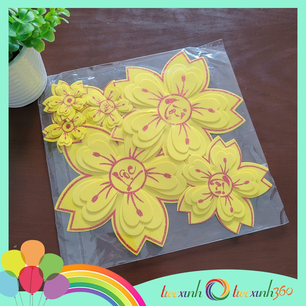 Set hoa mai mút dẻo trang trí Tết đủ size