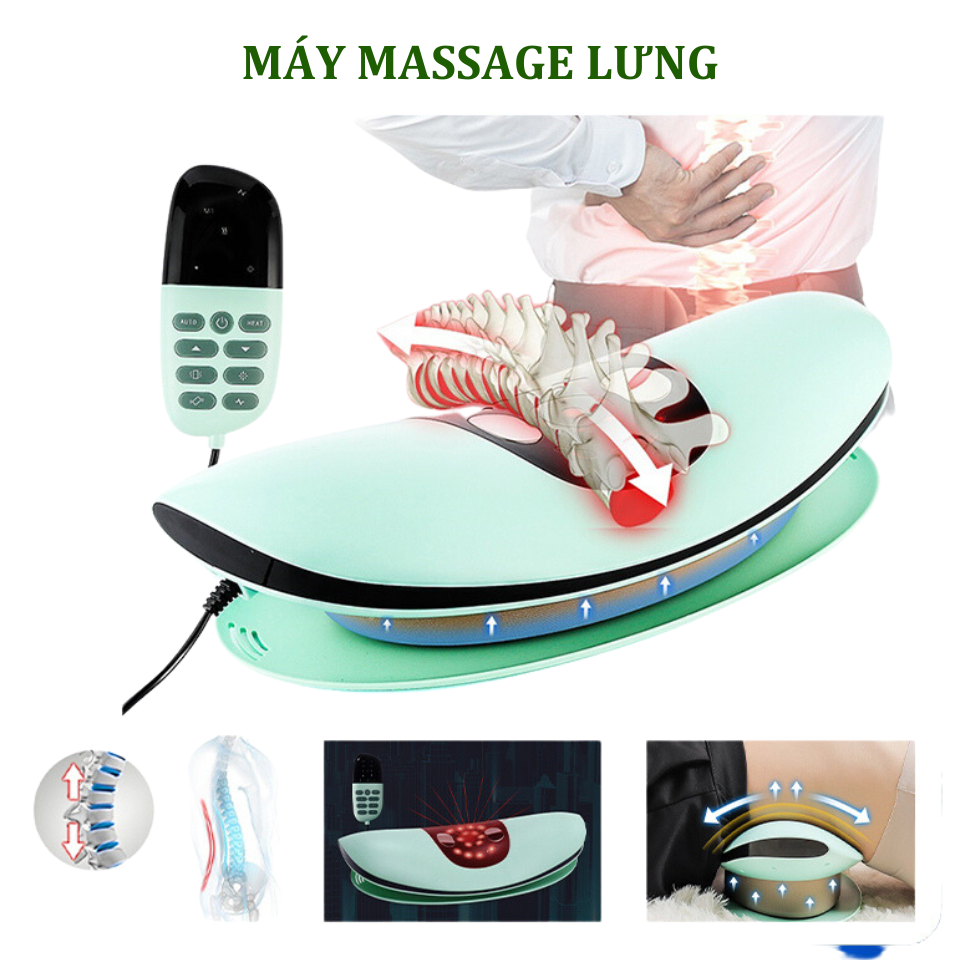 Máy massage lưng thông minh Lumbar Massager - Máy massage cột sống thắt lưng sạc pin chườm nóng, giảm đau lưng