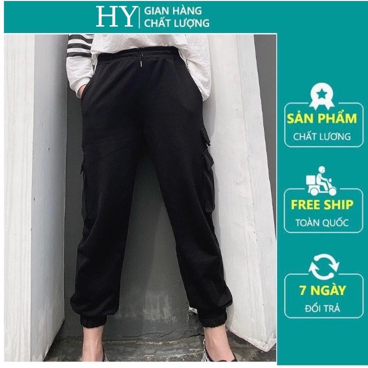 Quần jogger cotton hàn nữ ống rộng bo gấu mịn cá tính, dày dặn, phù hợp đi chơi, đi làm, picnic