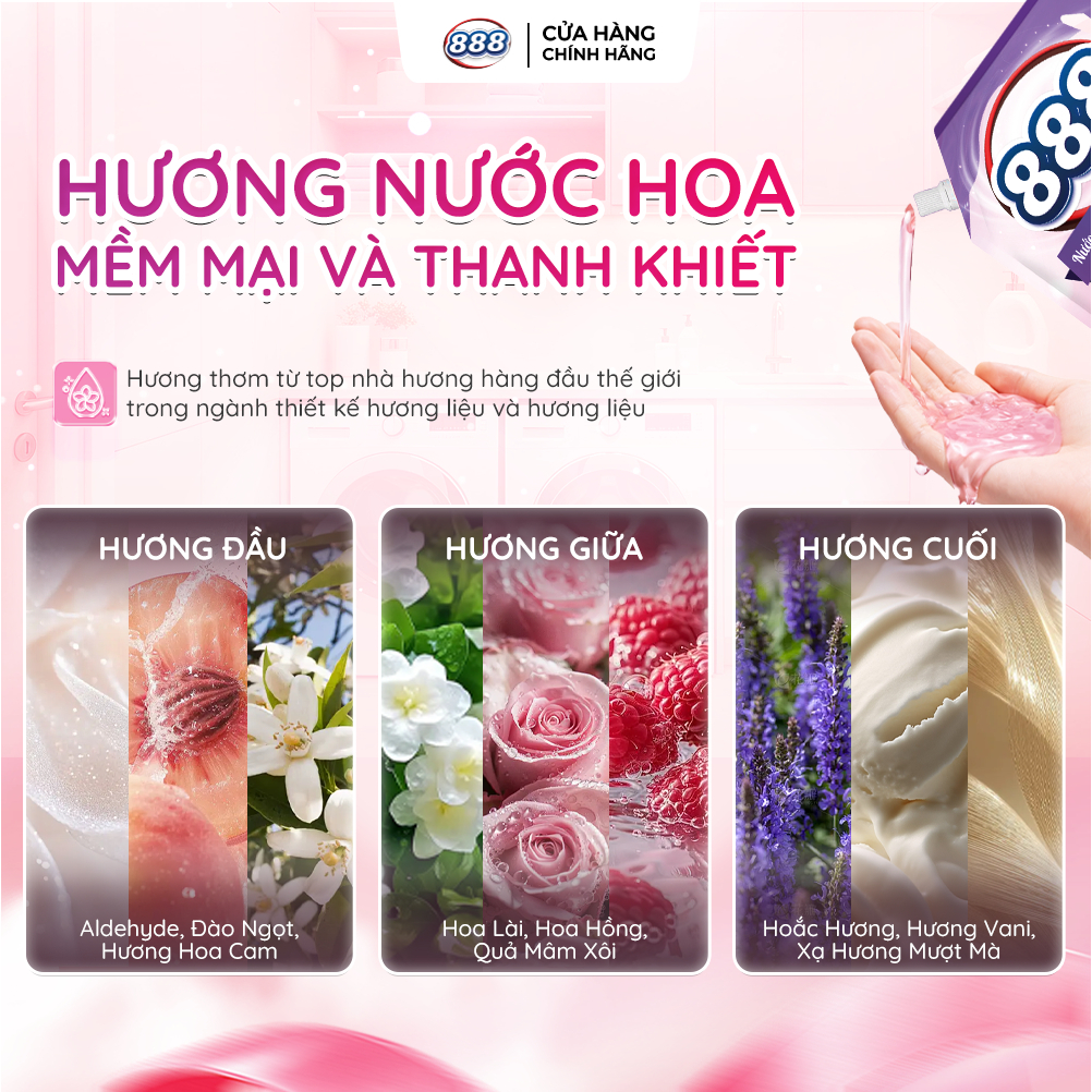 Combo 2 Túi Nước Giặt xả 888 Hương Nước Hoa Huyền Bí 3.2kg/Túi