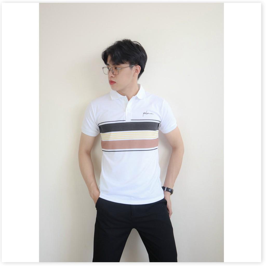 Áo thun cổ trụ ngắn tay kẻ ngang hoạ tiết cực đẹp KME FASHION