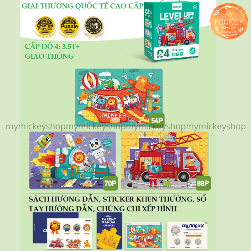 BỘ XẾP HÌNH 7 CẤP ĐỘ TỪ DỄ ĐẾN KHÓ THEO LỨA TUỔI - HÃNG MIDEER 7 ADVANCED LEVELS PUZZLE mẫu mới 2021