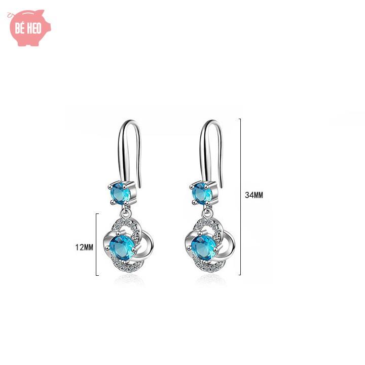 Bông tai nữ hoa 4 cánh - Khuyên tai bạc nữ - Trang sức Bé Heo BHBT449