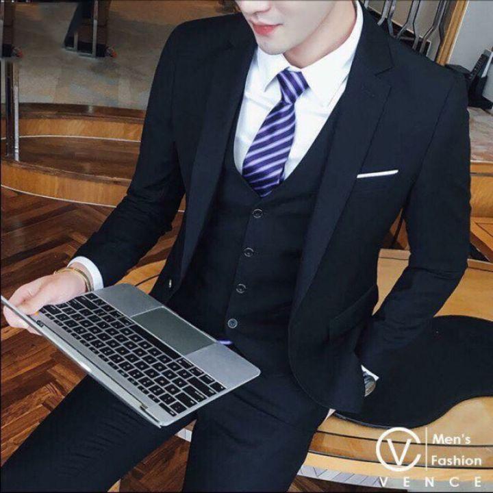 Bộ vest nam,Aó vest nam thời trang ,bộ suit màu xanh đen cao cấp lịch lãm cho phái mạnh, com lê blaze