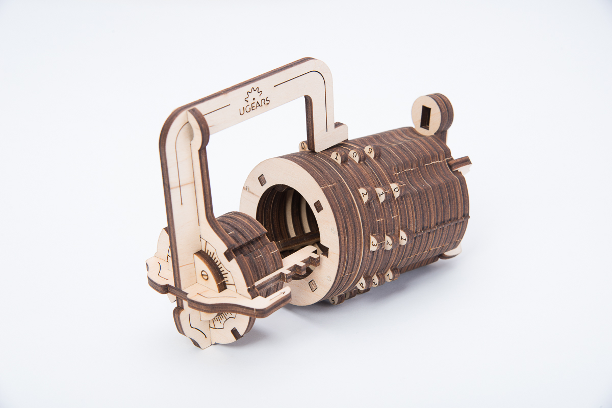 Mô hình Gỗ cơ khí - Ugears Combination lock - Ổ khóa Davinci, hàng chính hãng UGEARS, nhập khẩu nguyên bộ từ EU, mô hình lắp ráp 3D, đồ chơi trí tuệ DYI