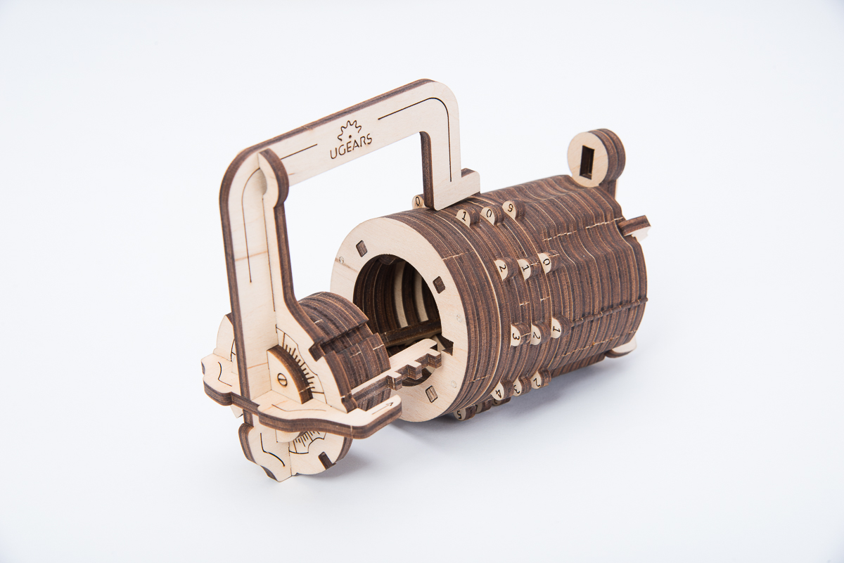 Mô hình Gỗ cơ khí - Ugears Combination lock - Ổ khóa Davinci, hàng chính hãng UGEARS, nhập khẩu nguyên bộ từ EU, mô hình lắp ráp 3D, đồ chơi trí tuệ DYI