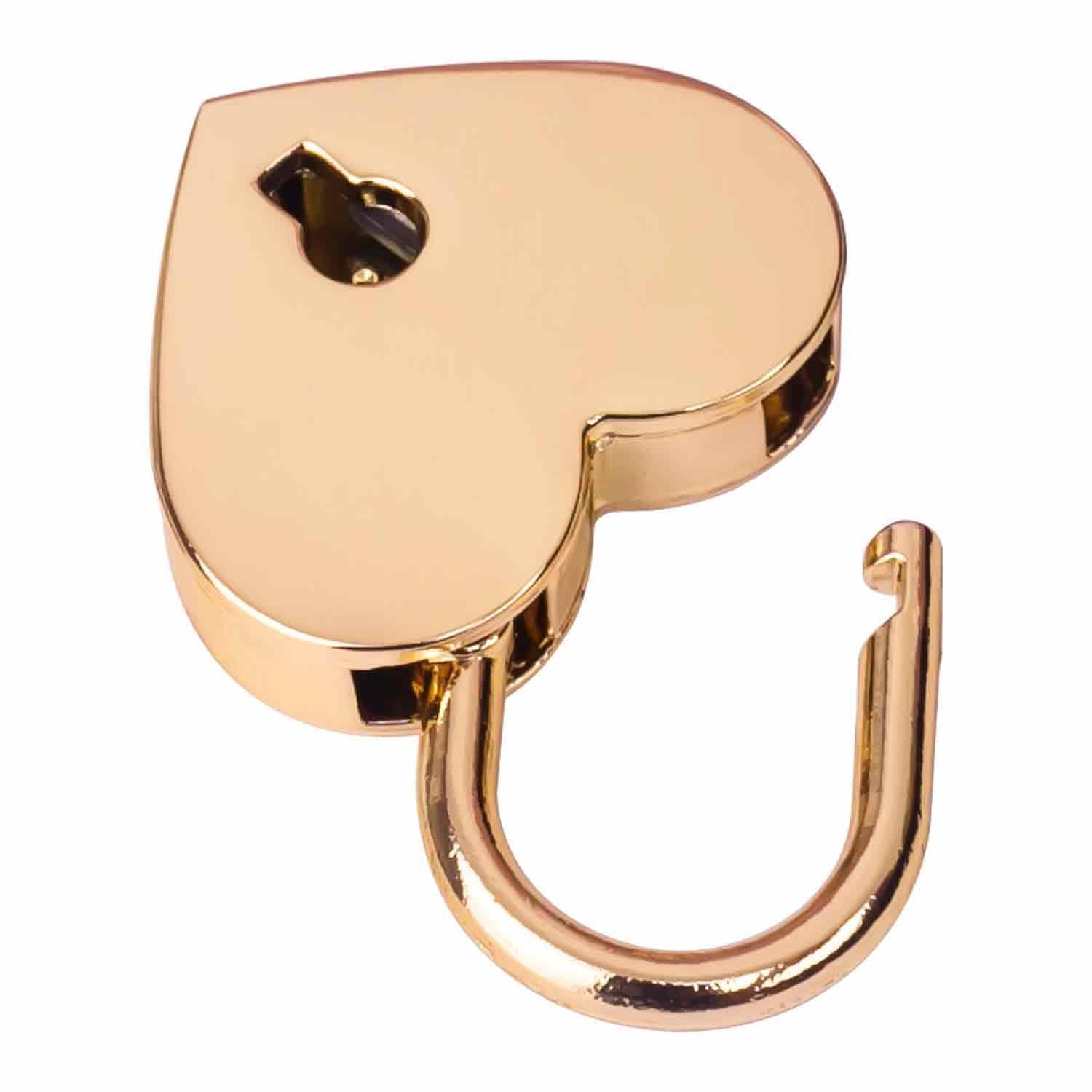 Khóa mini trang trí với chìa khóa hình trái tim | 3,9 x 3 x 0,7 cm | Vàng
