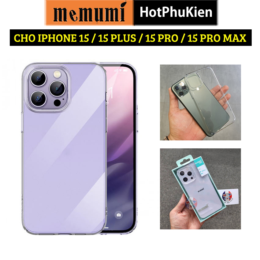 Ốp Lưng Siêu Mỏng 0.3Mm Chống Ố Cho Iphone 15 Pro Max 15 Pro 15 Plus 15 Hiệu Memumi Crystal Thiết Kế Ôm Sát Máy, Chống Sốc , Chống Trầy Xước - Hàng Nhập Khẩu - Iphone 15 Pro Max