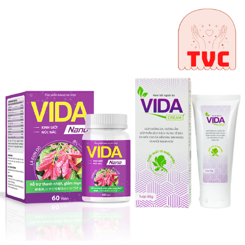 Vida Nano - Hỗ trợ điều trị ngứa, viêm da cơ địa combo gồm viên uống + kem bôi