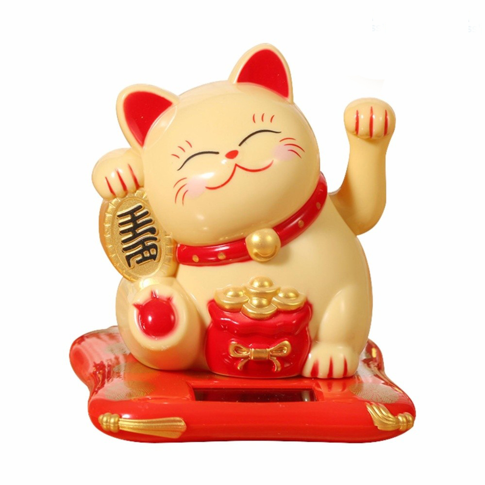 Mèo Thần Tài Vẫy Tay Tự Động Năng Lượng Mặt Trời