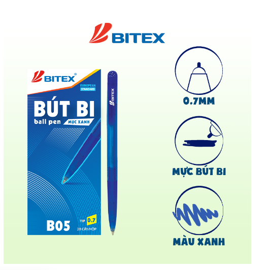 Hộp 20 Cây Bút Bi Mực Xanh - 0.7mm - B05