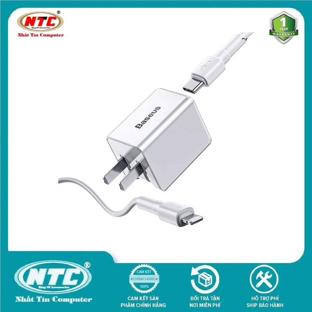 Bộ cốc sạc và cáp sạc Type-C to LN Baseus Traveler PD 18W TC-075PPS dành cho IP/IPAD (Trắng) - Hàng Chính Hãng