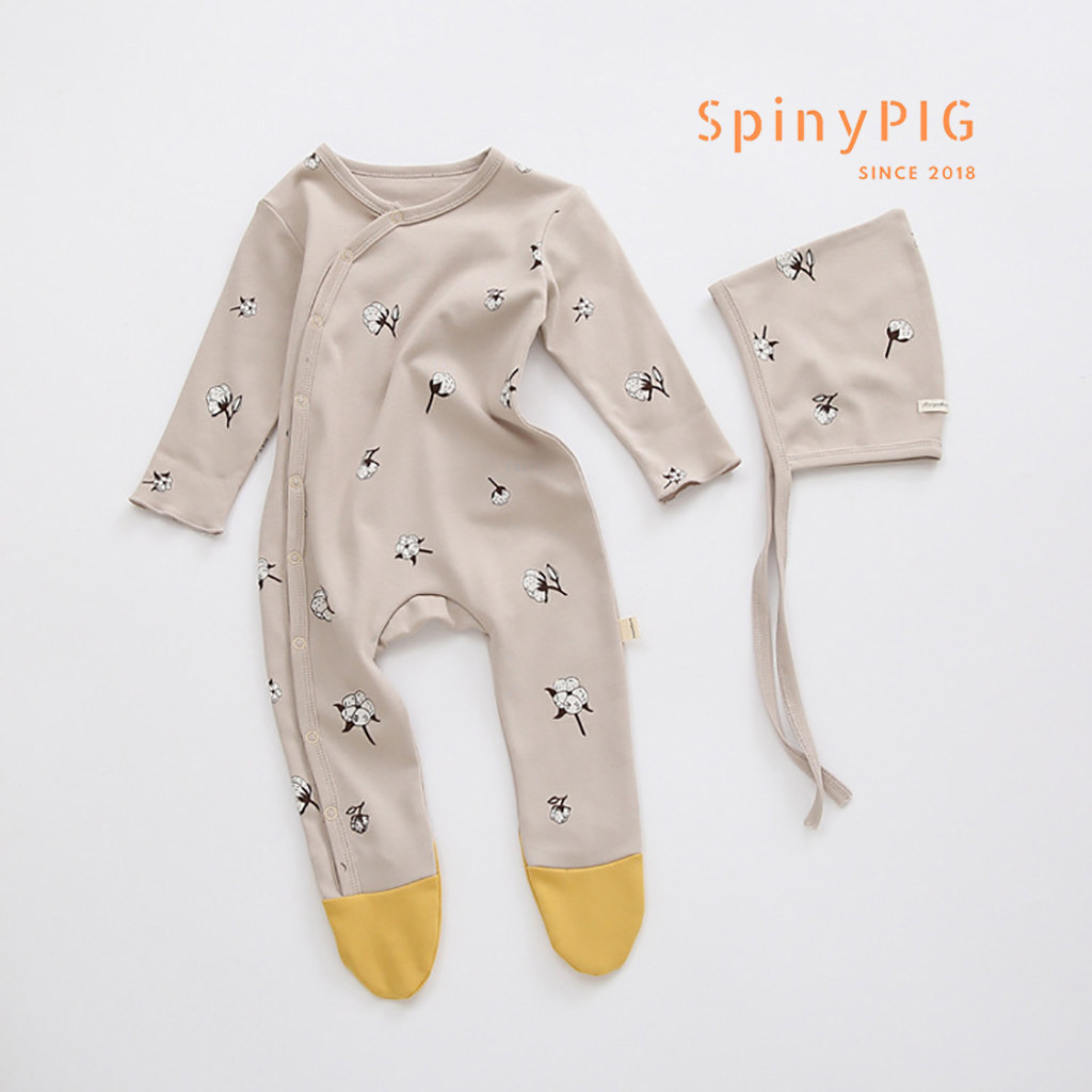 Set body kèm mũ sơ sinh 0-2 tuổi style Hàn Quốc cotton chùm bàn dài tay thu đông