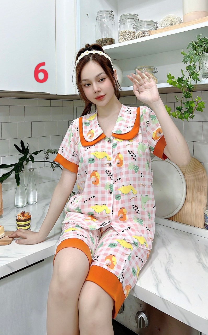 Đồ Bộ Nữ Pijama Lụa Mango Loại 1 Có Túi Mặc Nhà, Mặc Ngủ Tay Ngắn Quần Lửng Thiết Kế