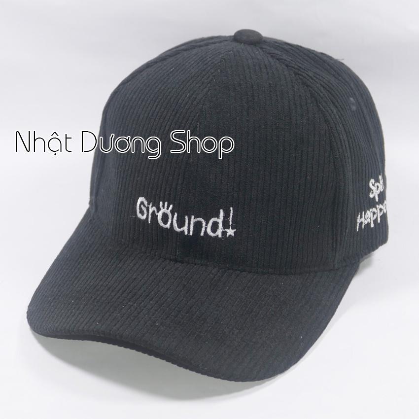 Mũ lưỡi trai ️ Nón kết thêu hình chữ Ground chất liệu nhung tăm cao cấp form unisex nam nữ