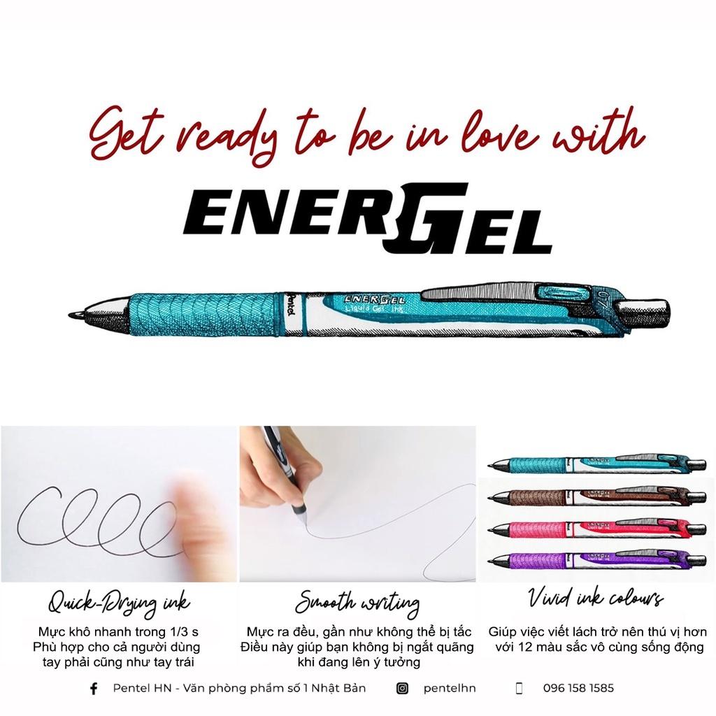 Bút Ký Pentel EnerGel BL77 | Ngòi 0.7mm Với 12 Màu Mực Sống Động | Công Nghệ Mực Pentel Siêu Nhanh Khô | Không Tắc Mực