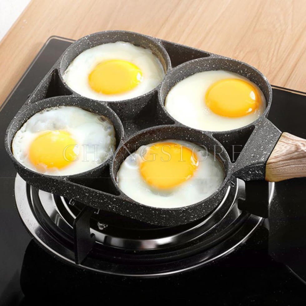 Chảo Đá Chống Dính Chia Ô 4 Ngăn Chiên Trứng, Rán Bánh Xèo Sử Dụng Trên Mọi Loại Bếp- 1593