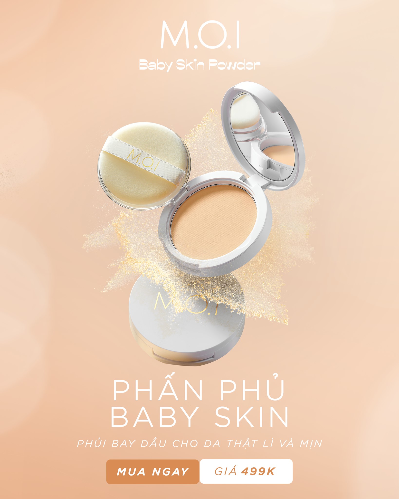 MOI Baby Skin Powder MOI Cosmetics Phấn phủ mềm mượt 10g