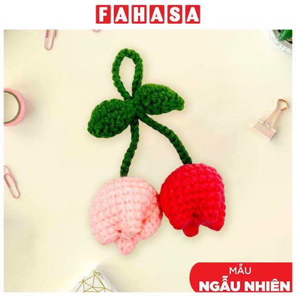 Móc Khoá Len Thủ Công Hoa Tulip - Màu Hồng (Sắc Độ Màu Giao Ngẫu)