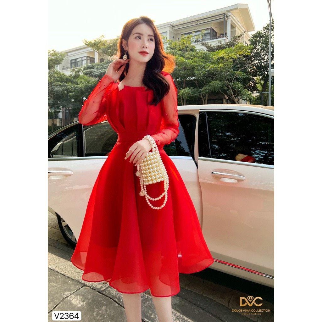 ĐẦM TIỆC PHỐI TAY LƯỚI ĐÍNH NGỌC, MẶC CỰC XINH VÀ SANG, FORM XOÈ TÔN DÁNG