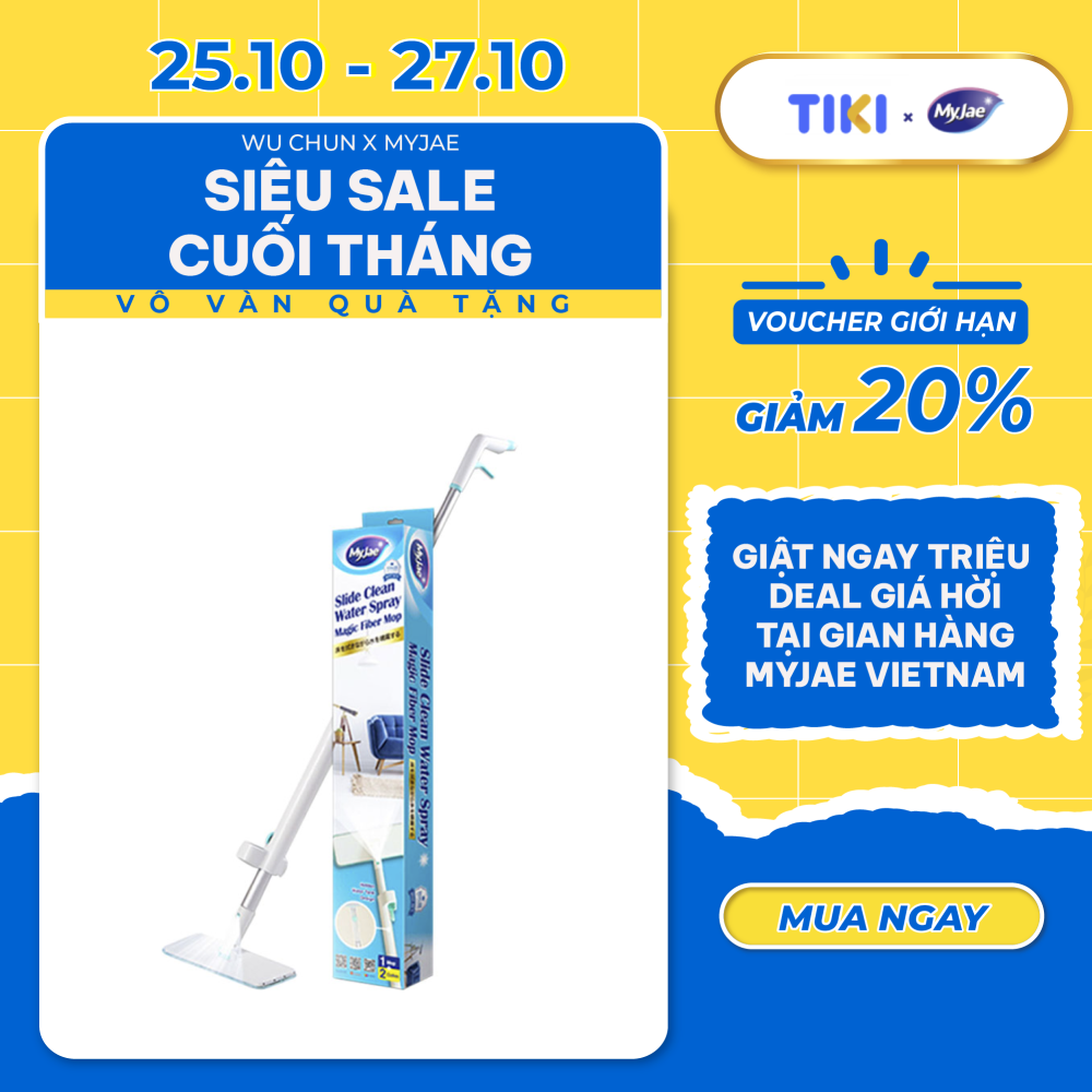 [Tặng Bông Lau] Cây Lau Nhà MyJae Sợi Microfiber Tự Vắt Phun Sương Xoay 360 Độ Thông Minh 138cm