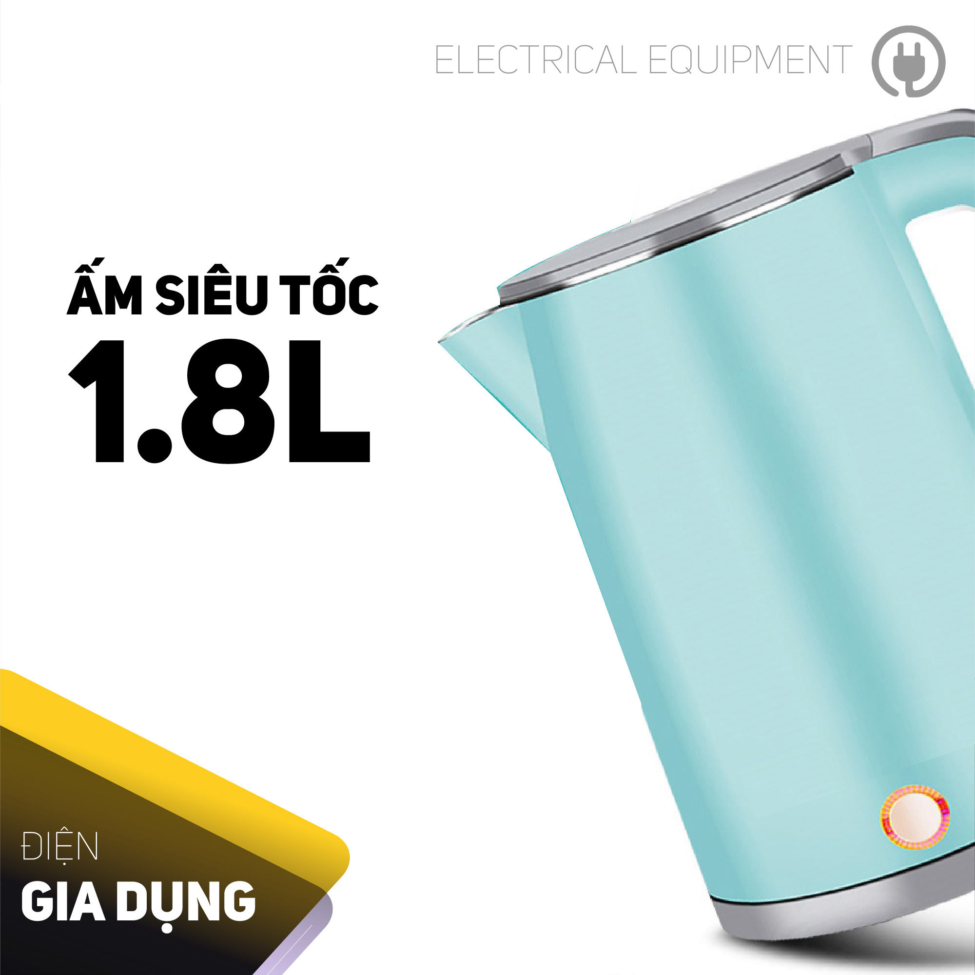 Ấm đun nước siêu tốc cao cấp 1.8 lít Thiên Quang Chính hãng,Thiết kế sang trọng,ruột thép không gỉ,vỏ nhựa ABS cách nhiệt,Bình đun siêu tốc an toàn tự động ngắt khi nước đun sôi,