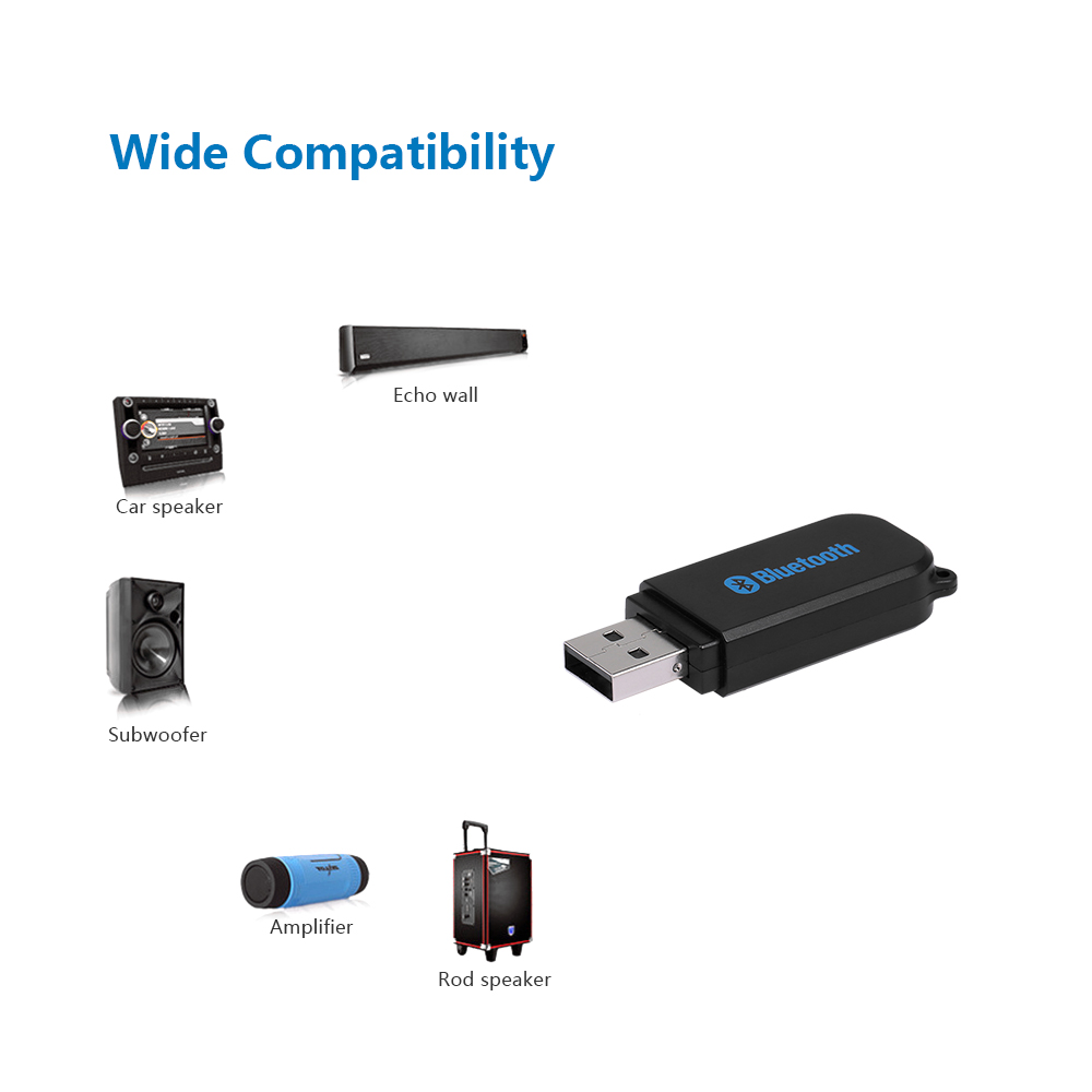 Bộ Chuyển Đổi Âm Thanh Stereo Không Dây USB BT 3.5mm AUX