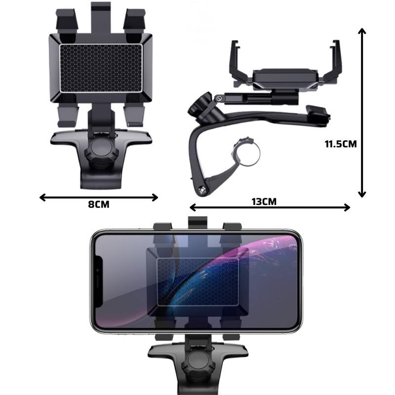 Giá đỡ kẹp điện thoại trên ô tô xe hơi xoay 360 độ chống rung gắn taplo, gương chiếu hậu kèm bảng số điện thoại
