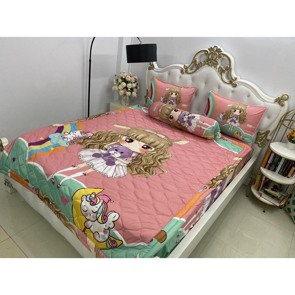 Bộ Drap mền gối thun Ý 5D Cao Cấp , mát lạnh, thấm hút tốt.