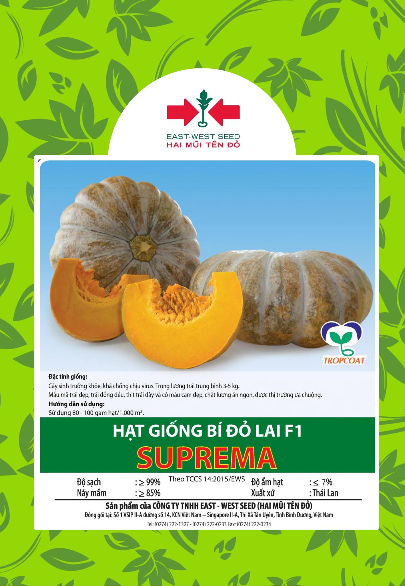 Hạt Giống Bí Đỏ lai F1 Suprema - Hai Mũi Tên Đỏ