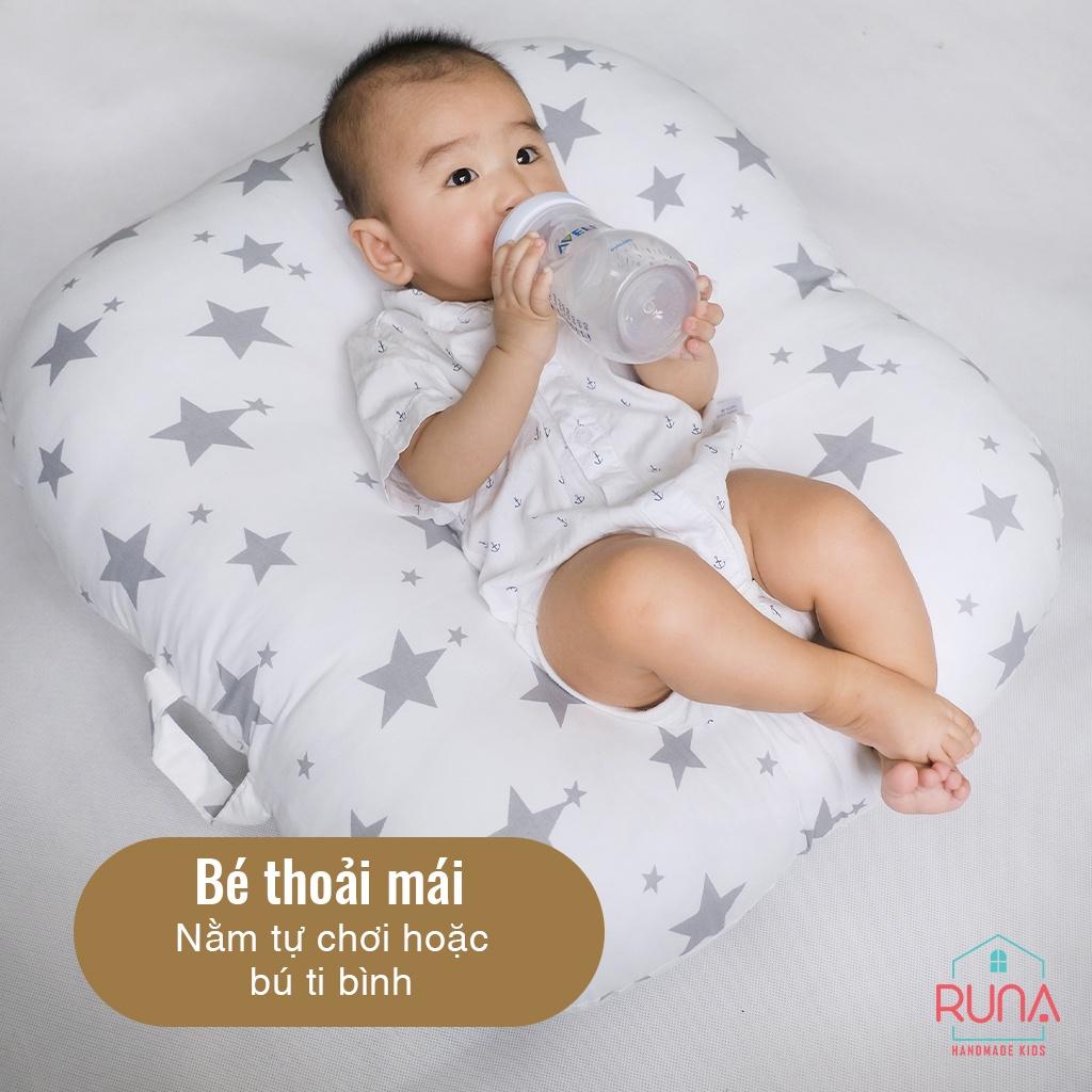 Gối chống trào ngược cho bé cotton Hàn 100% RUNA KIDS gối chống nôn trớ an toàn cho bé size lớn 65x70cm