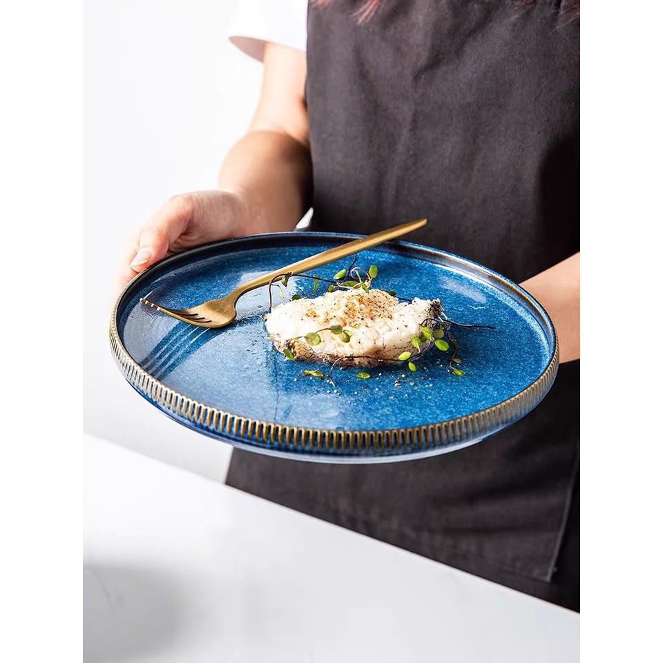 Đĩa sứ men xanh lam sang trọng Sea - Chén dĩa sứ cao cấp phong cách Bắc Âu