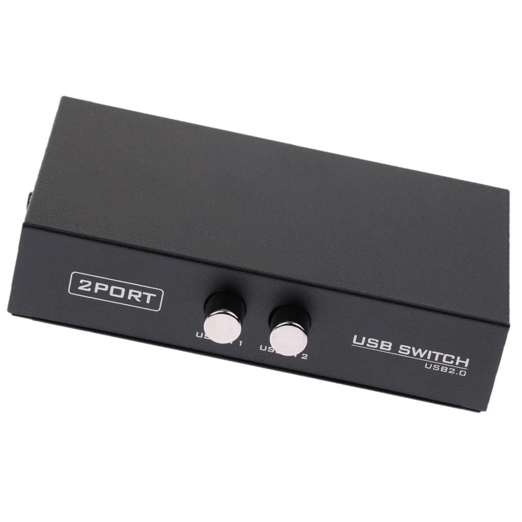 USB 2.0 Manual Sharing Switch KVM Switcher Adapter Box 2 Computers Share 1 USB Device Hub for Printer Scanner