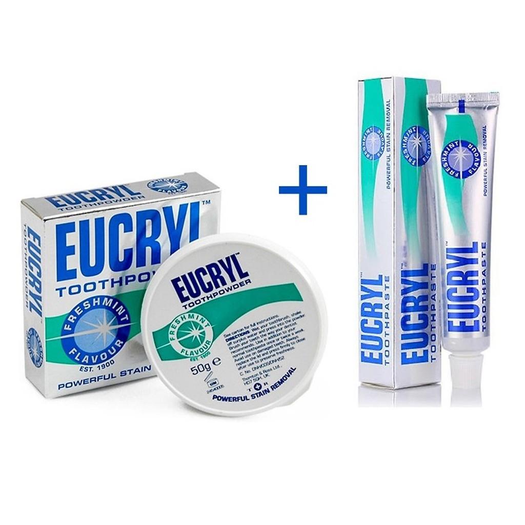 Kem / Bột Eucryl làm trắng răng Toothpaste (62g) &amp; Toothpowder (50g)