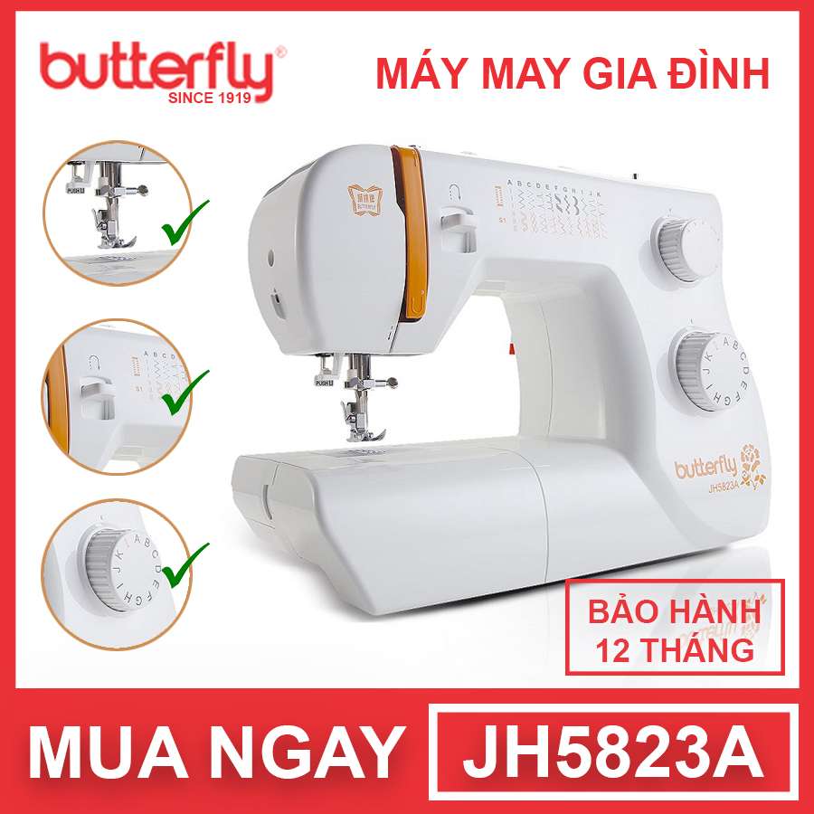 Máy May Gia Đình Cơ Bản Butterfly JH5823A - Hàng Chính Hãng