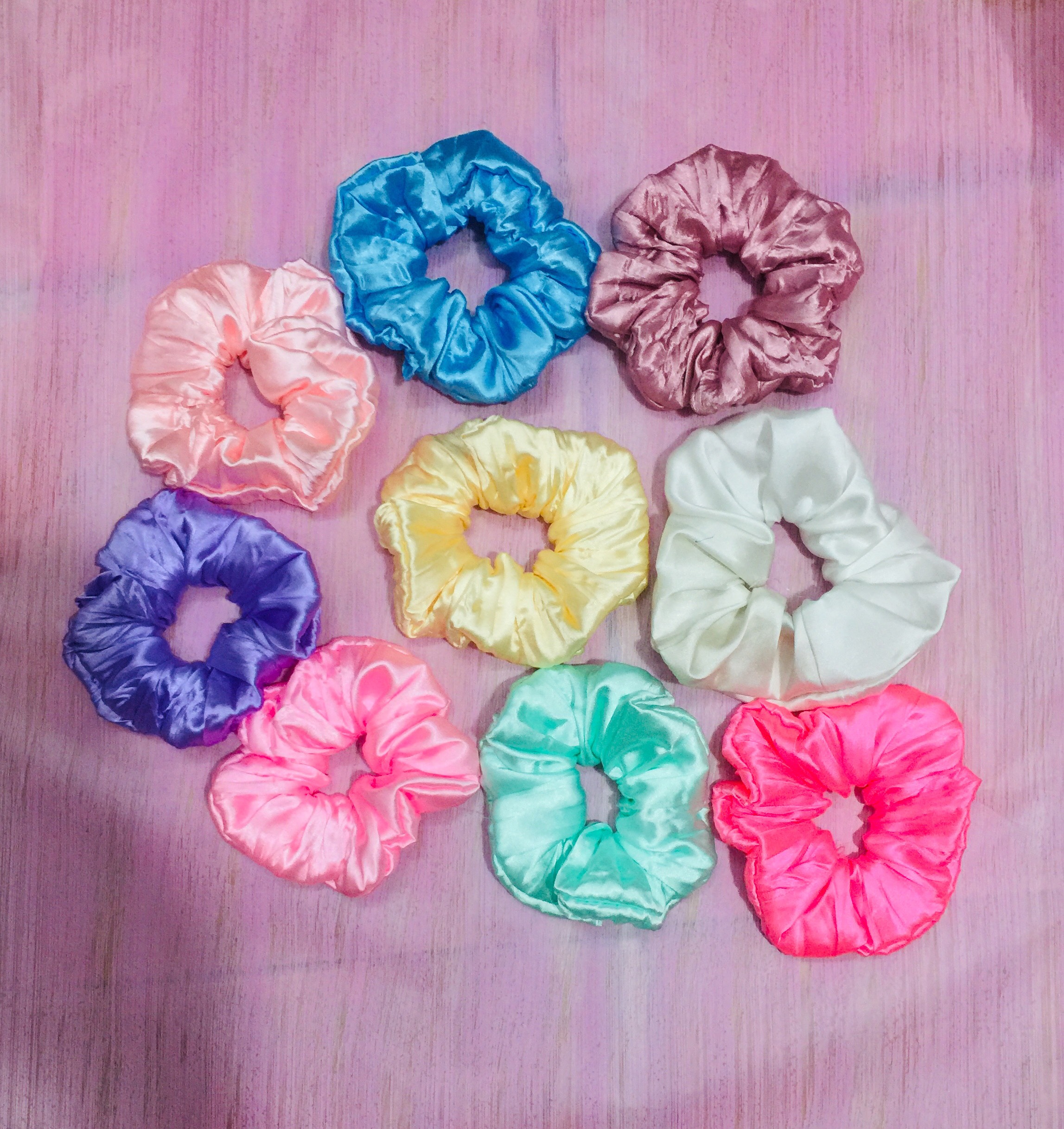 Set 3 dây chun buộc tóc Scrunchies trơn nhiều màu