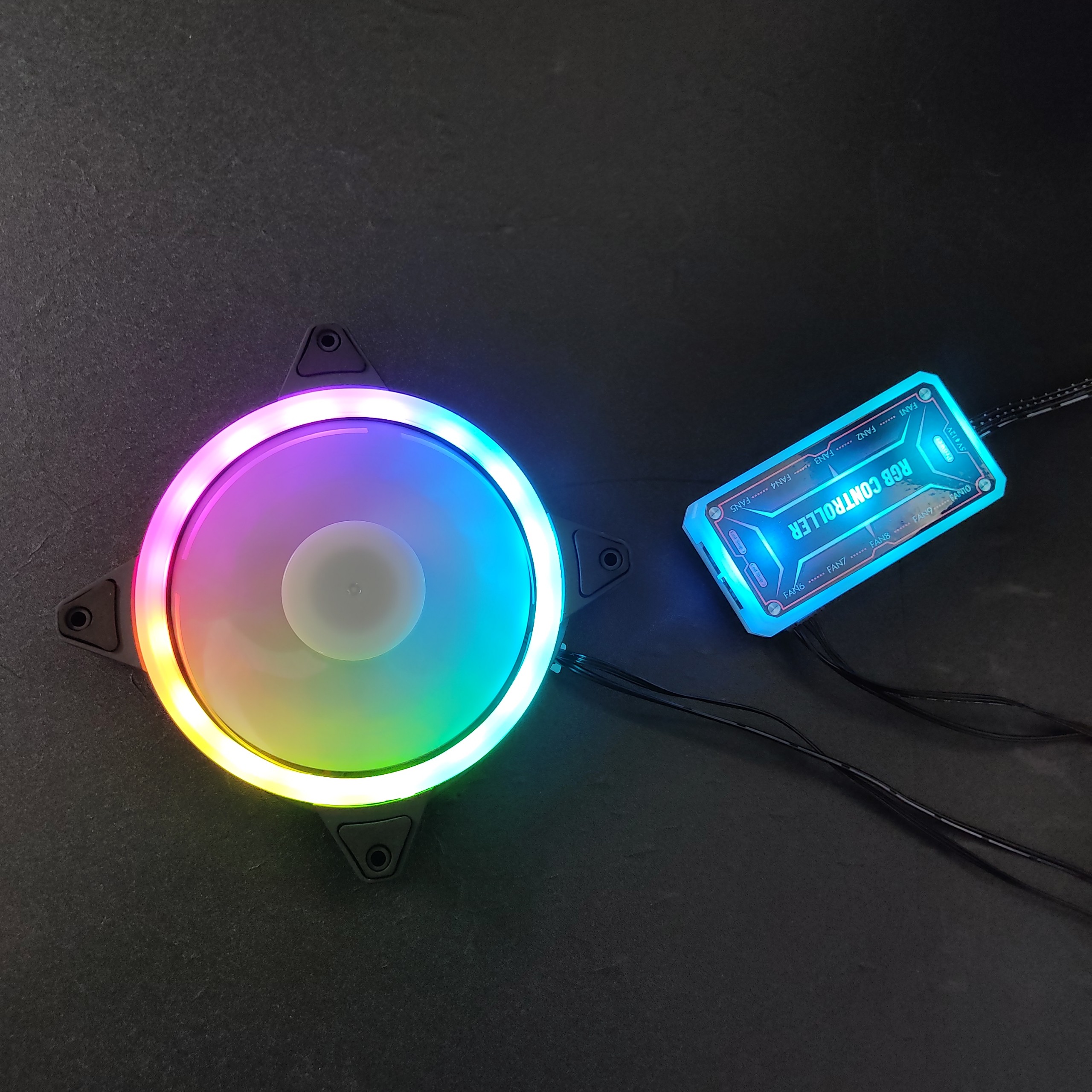 Quạt Tản Nhiệt, Fan Case KNC V2 Led RGB Dual Ring chưa kèm Hub điều khiển