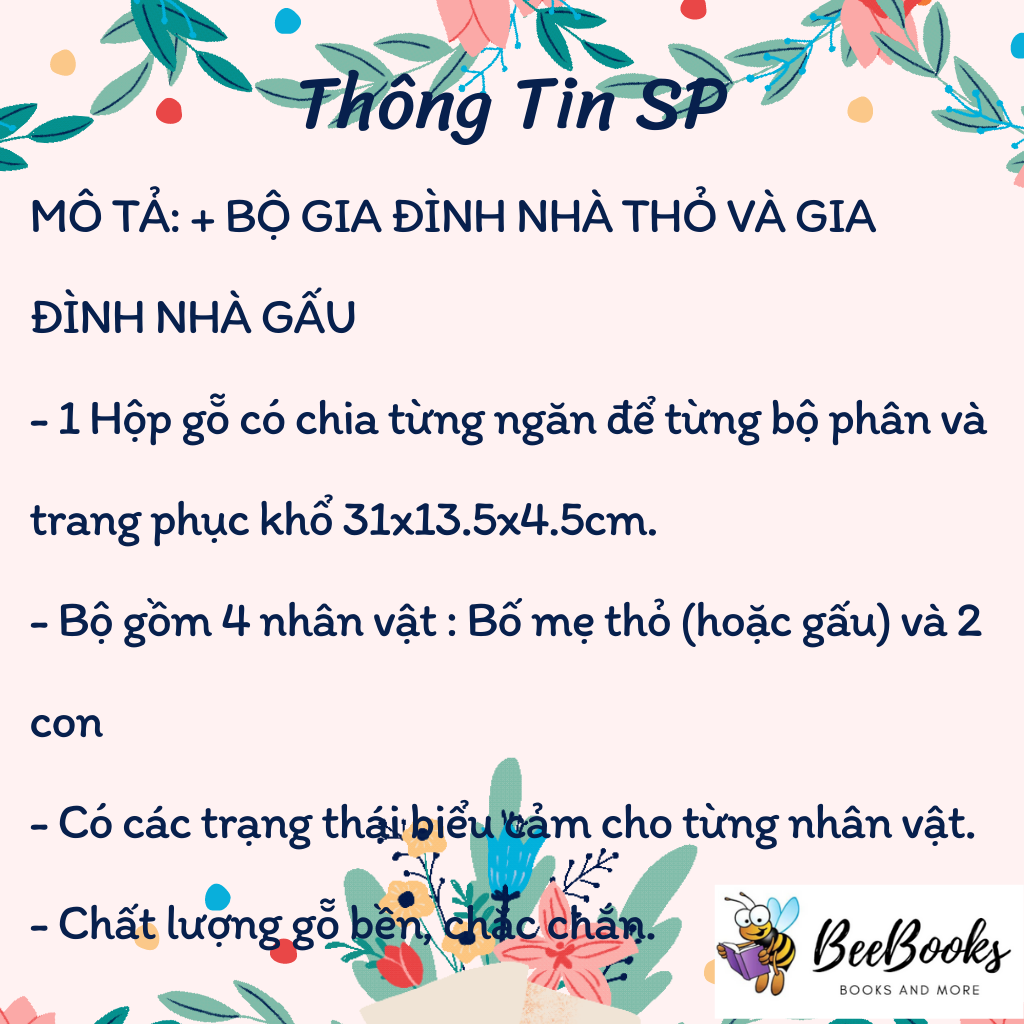 Bộ Đồ Chơi Xếp Hình thay quần áo gia đình nhà Thỏ- Gấu- Động Vật- Chất liệu gỗ, có nam châm