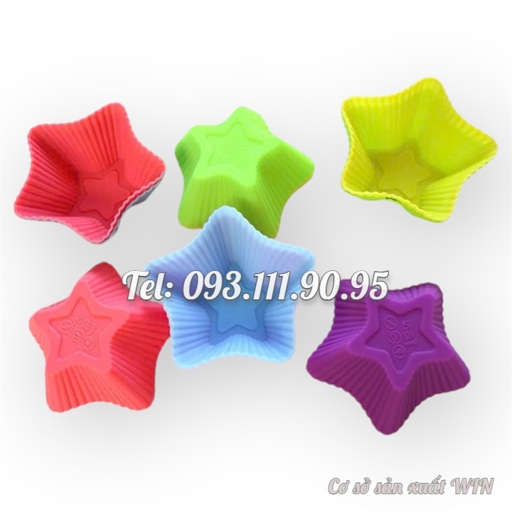 Bộ 10 khuôn silicon 3 lớp làm bánh, rau câu, bánh bông lan, bánh da lợn hình ngôi sao 5 cánh – Mã số 1155
