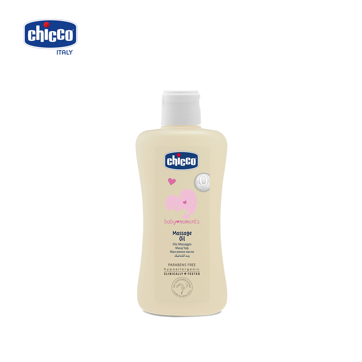 Dầu mát-xa cho bé chiết xuất cám gạo 0M+ Chicco 200 ml