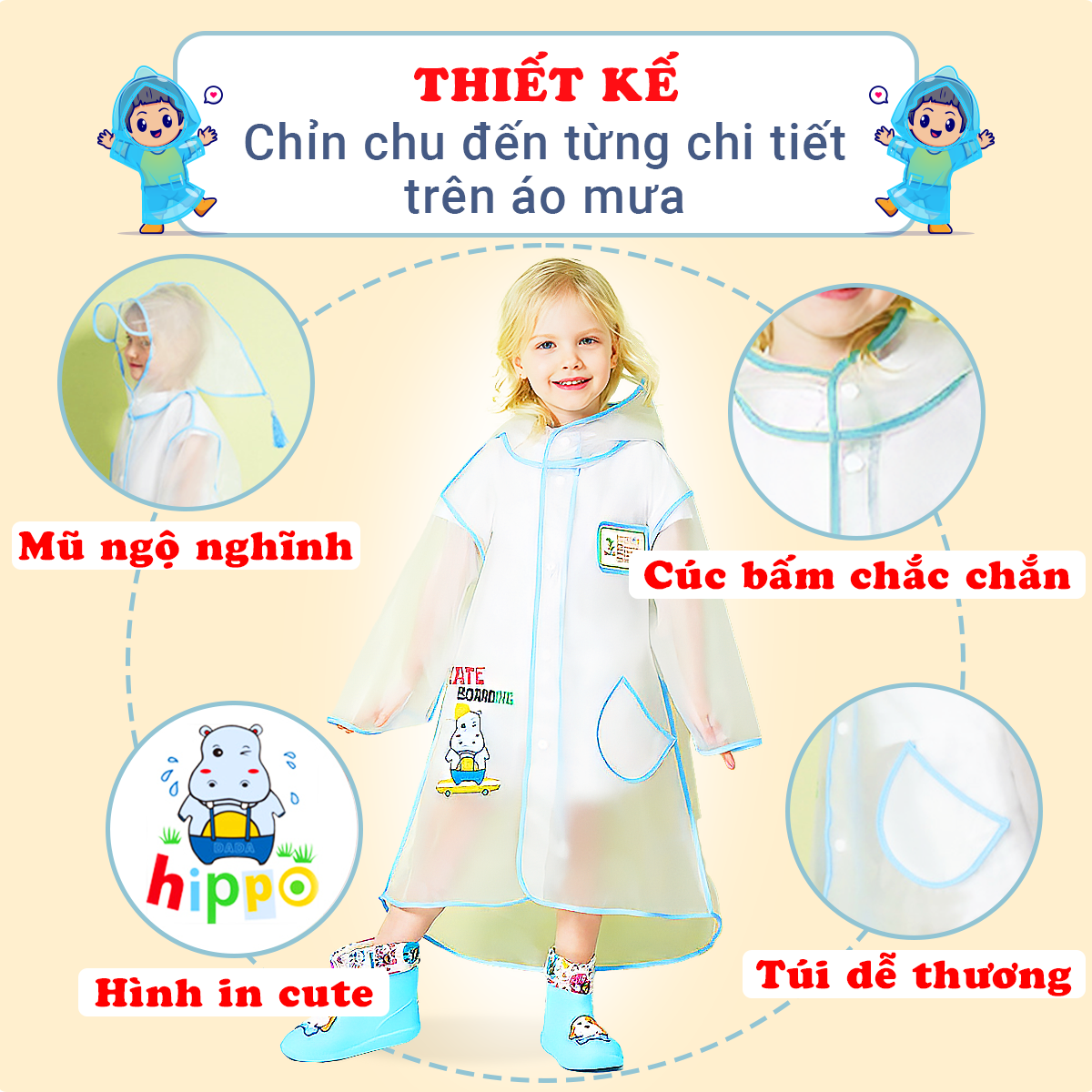 Áo mưa cho bé 2-10 tuổi nhiều họa tiết ngộ nghĩnh Baby-S, Áo mưa trẻ em chất liệu cao cấp - SAM016