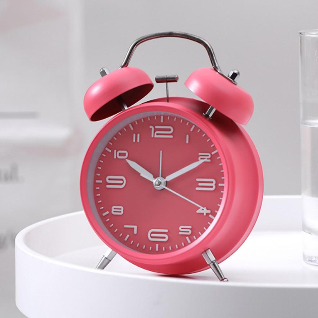 Classic Style Loud Double Bell Mechanical Alarm Clock for Kids Bedroom-Pink