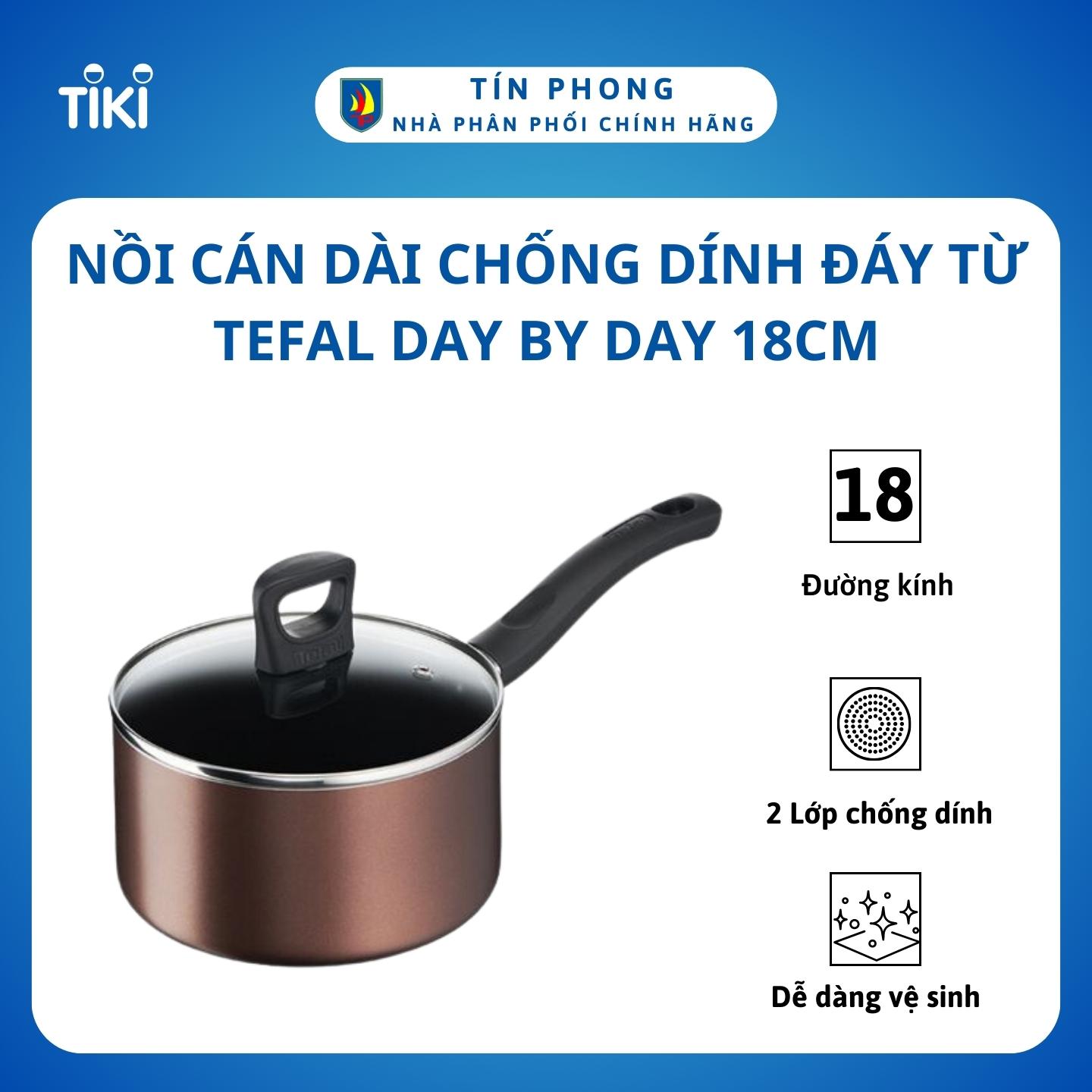 Nồi cán dài chống dính đáy từ Tefal Day by Day 18cm, dùng cho mọi loại bếp- Hàng chính hãng