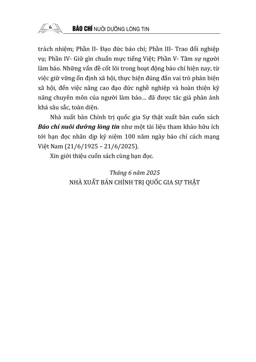 Báo chí nuôi dưỡng lòng tin