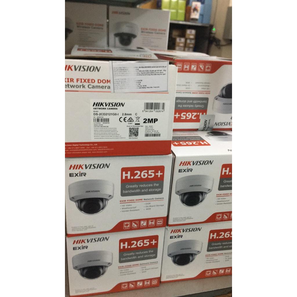 Camera IP bán cầu Dome DS-2CD2121G0 HIKVISION Poe ngoài trời và trong nhà.Chuẩn nén H.265+,Chống ngược sáng - Hàng Chính Hãng