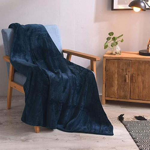 Mền lông cừu xanh dương đậm cao cấp A - 1m8x2m