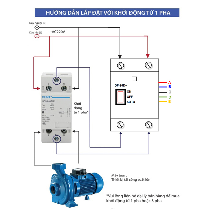 Công tắc cảm biến bơm nước tự động DF-96D+ 20A