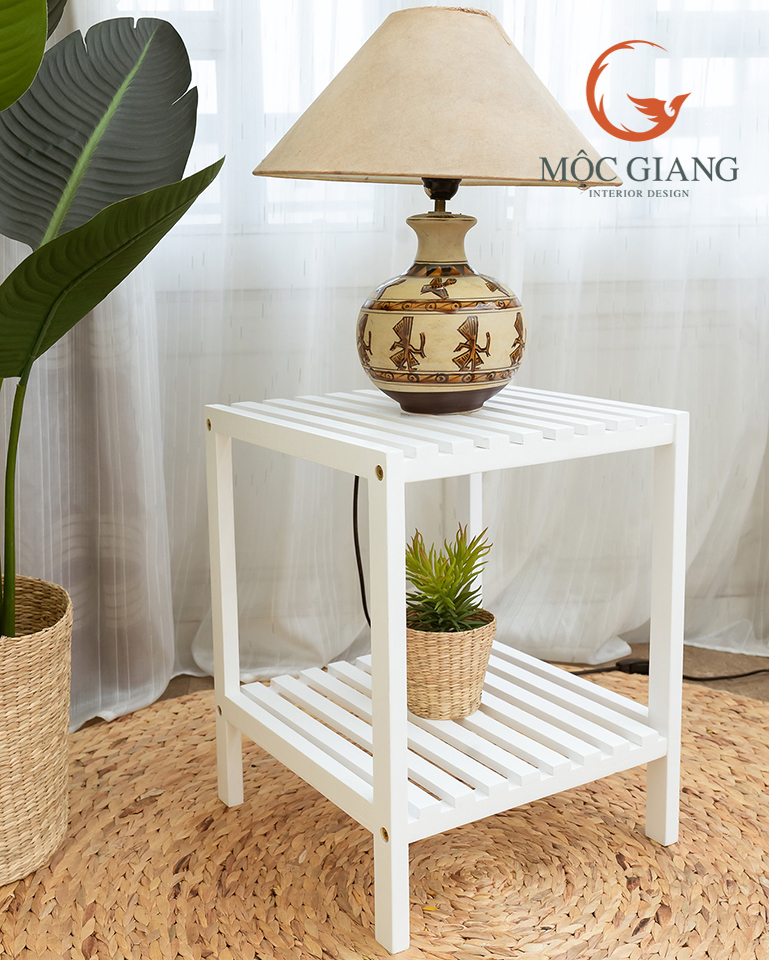Kệ Gỗ Vuông 2 Tầng Kệ Tab Đầu Giường Gỗ Tự Nhiên Kiểu Dán Hàn Quốc - Nội Thất Mộc Giang