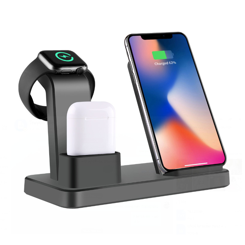 Đế Sạc Không Dây Đa Chức Năng Cho Apple Watch &amp; Iphone &amp; AirPods