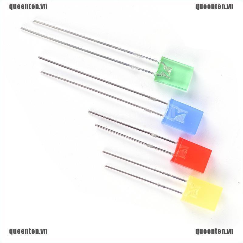 100pcs Rectangular Square LED Emitting Diodes Light Bulbs Yellow/Red/Blue/Green QUVN